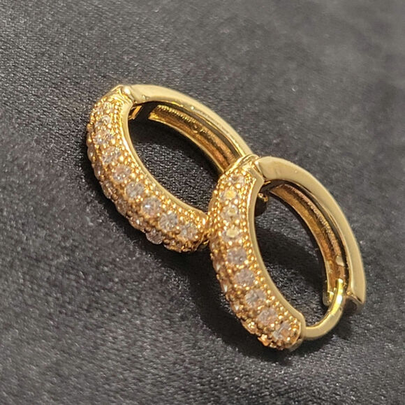 Gold Plated Huggie Earrings - Picture 4 of 10